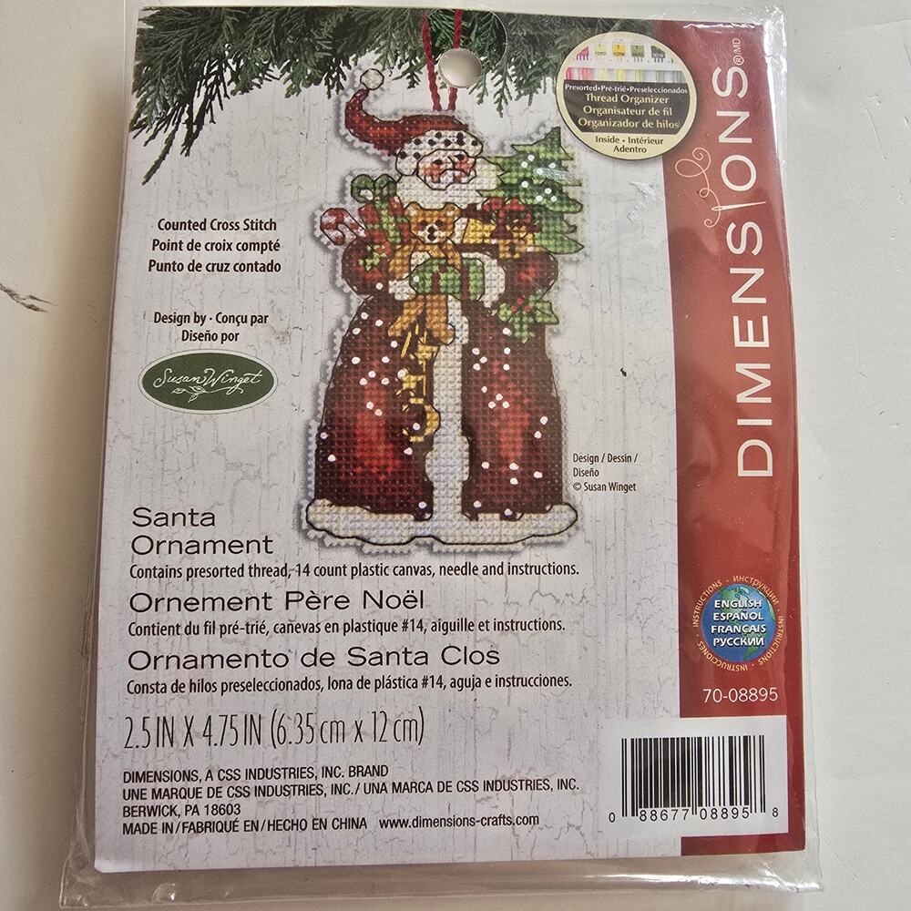 Dimensions Counted Cross Stitch Kit SANTA Ornament Kit 70-08895 Susan Winget